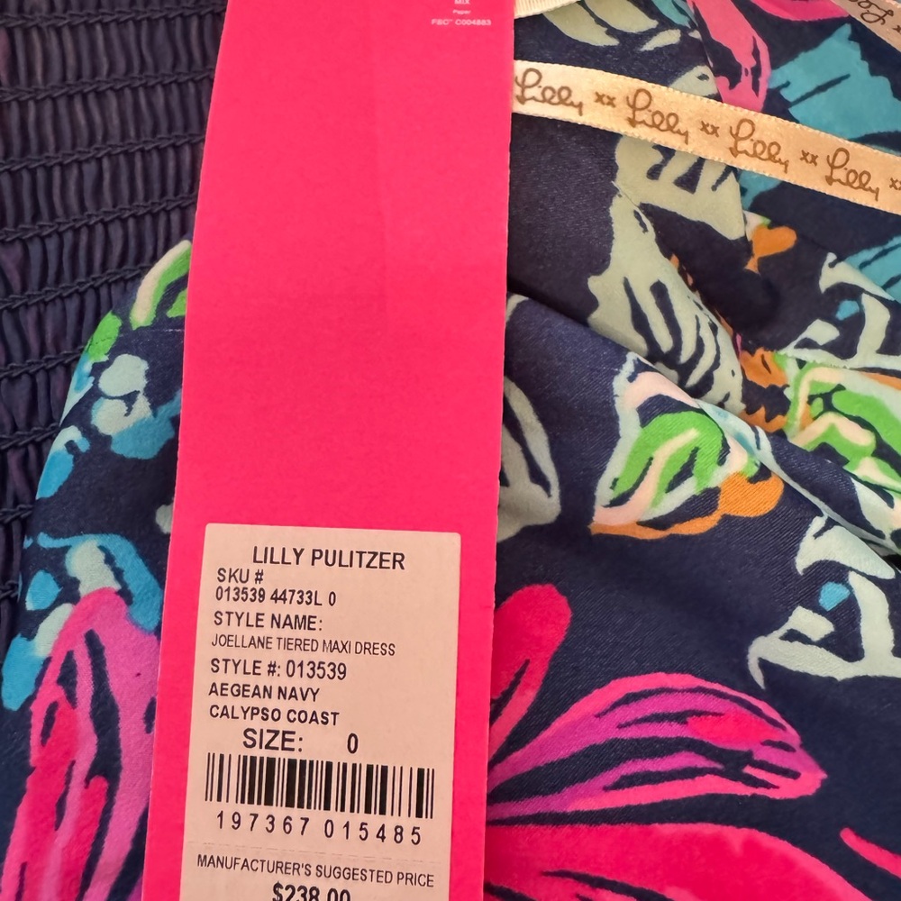 NWT Sz 0 Lilly Pulitzer Joellane Tiered Maxi in Aegean Navy Calypso Coast - Picture 12 of 12